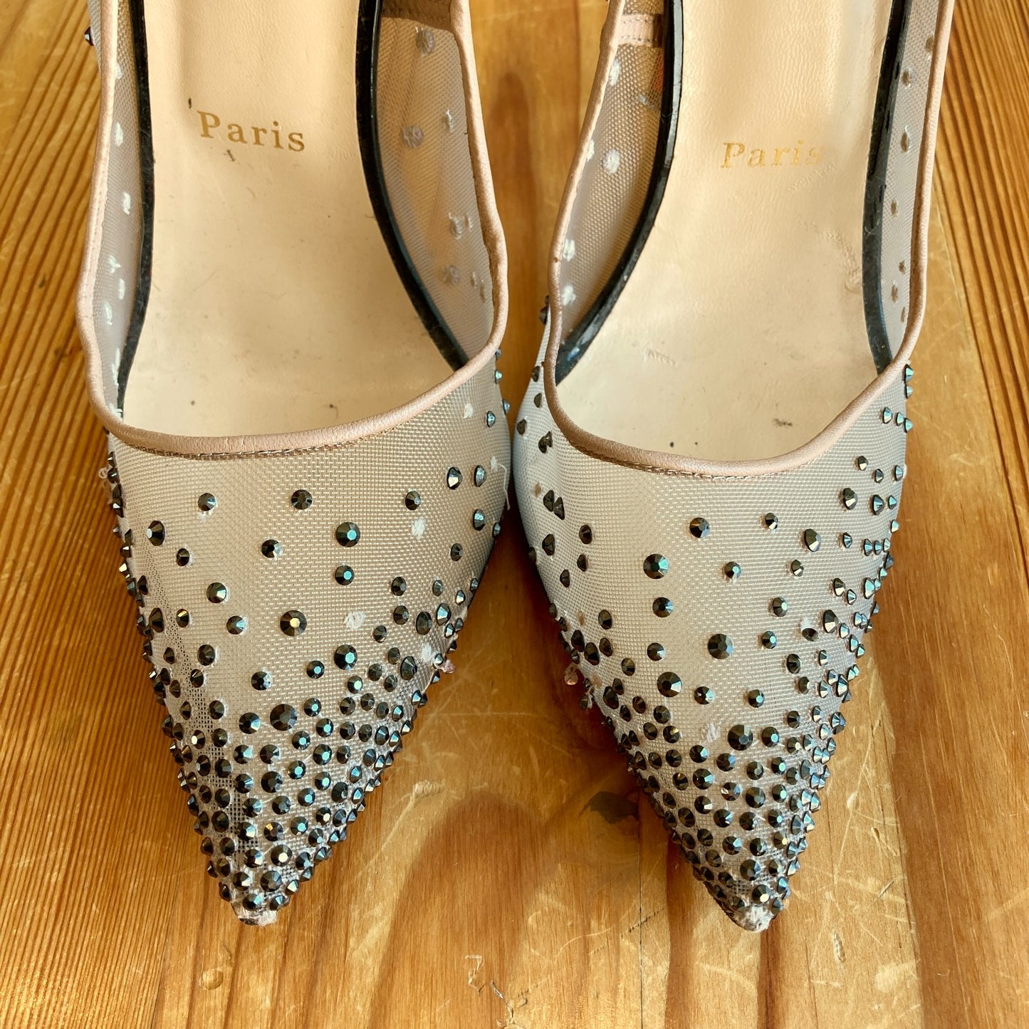 Christian Louboutin Mesh Follies Strass Pumps Heels *damage - 40.5 / 10 - 0806FA