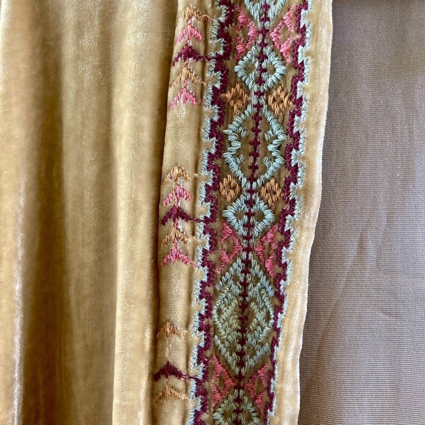 Johnny Was Tan Velvet Embroidered Kimono Cardigan Top - Size S - 0605DK