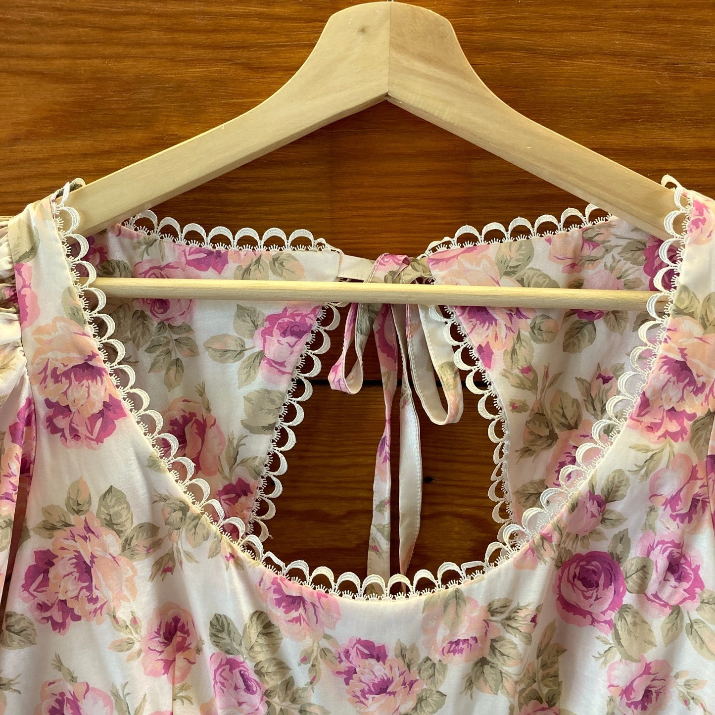 For Love & Lemons Pink Floral Milani Babydoll Mini Dress - Size L - 0521AB