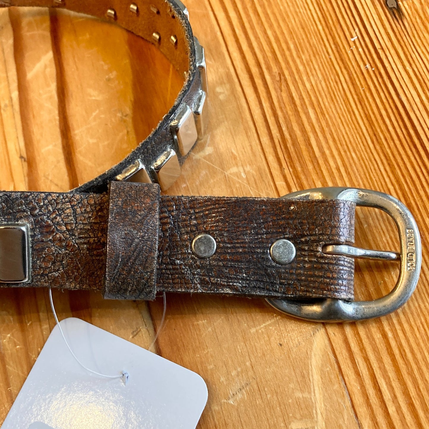 32 - Calleen Cordero Bronze Crackled Leather w/ Silver Metal Studded Belt 0224DM