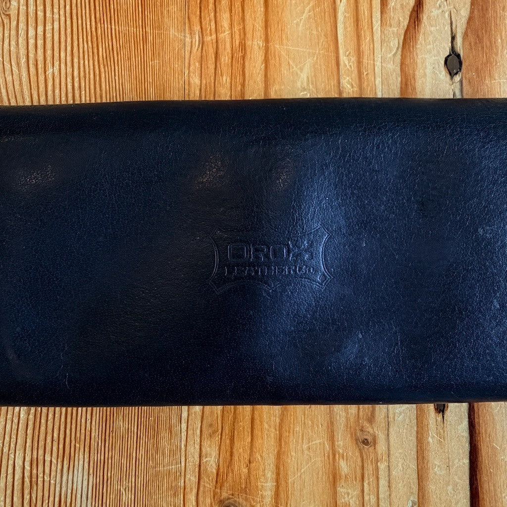 OROX Leather Co. Dark Blue Merces Handmade Long Snap Wallet - 0628AC