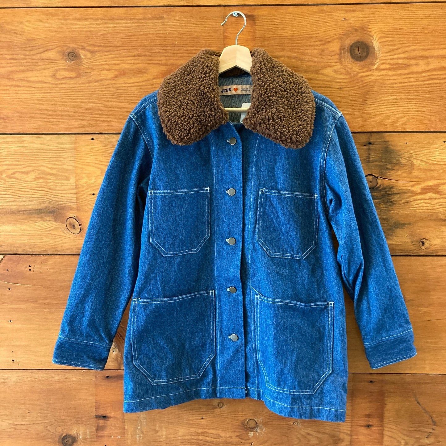 Jem! Made in Los Angeles Denim Chore Coat w/ Shearling Collar - Size S - 0312IG