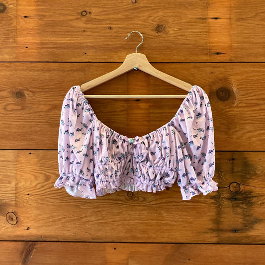 M - For Love & Lemons Pink Floral Print Pajama Lounge Top & Shorts Set 0707AC