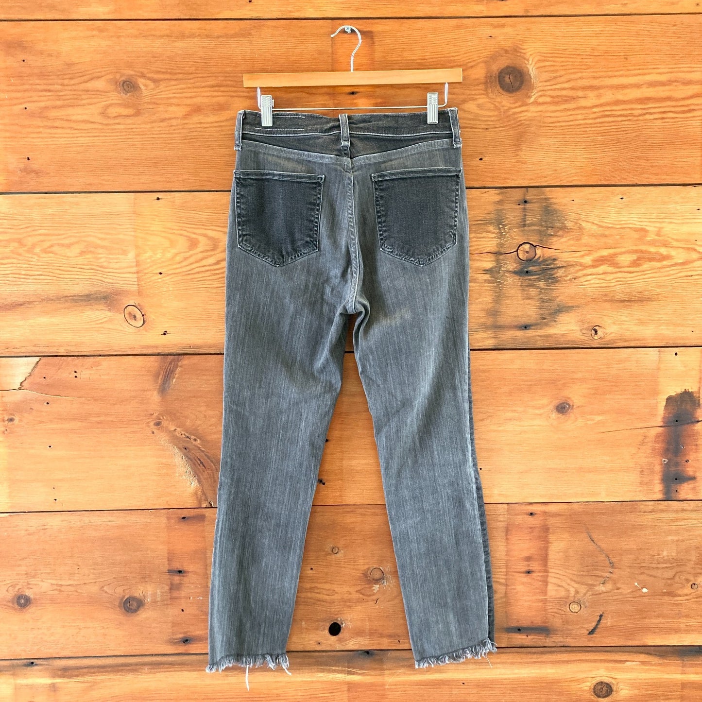 28 - Rag & Bone Two Tone Gray Wash Denim Front Seam Fray Hem Jeans 0504AK