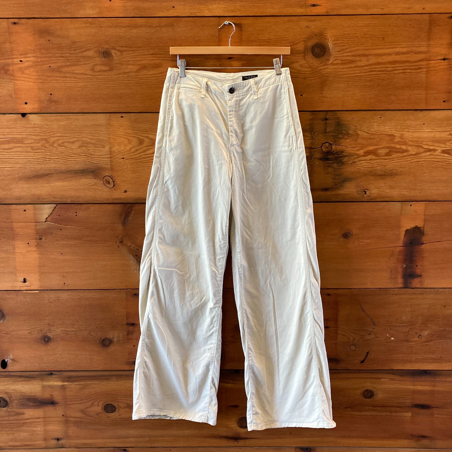 Rag & Bone Khaki High Waisted Cotton Wide Leg Trousers Pants - Size 6 - 1011SC