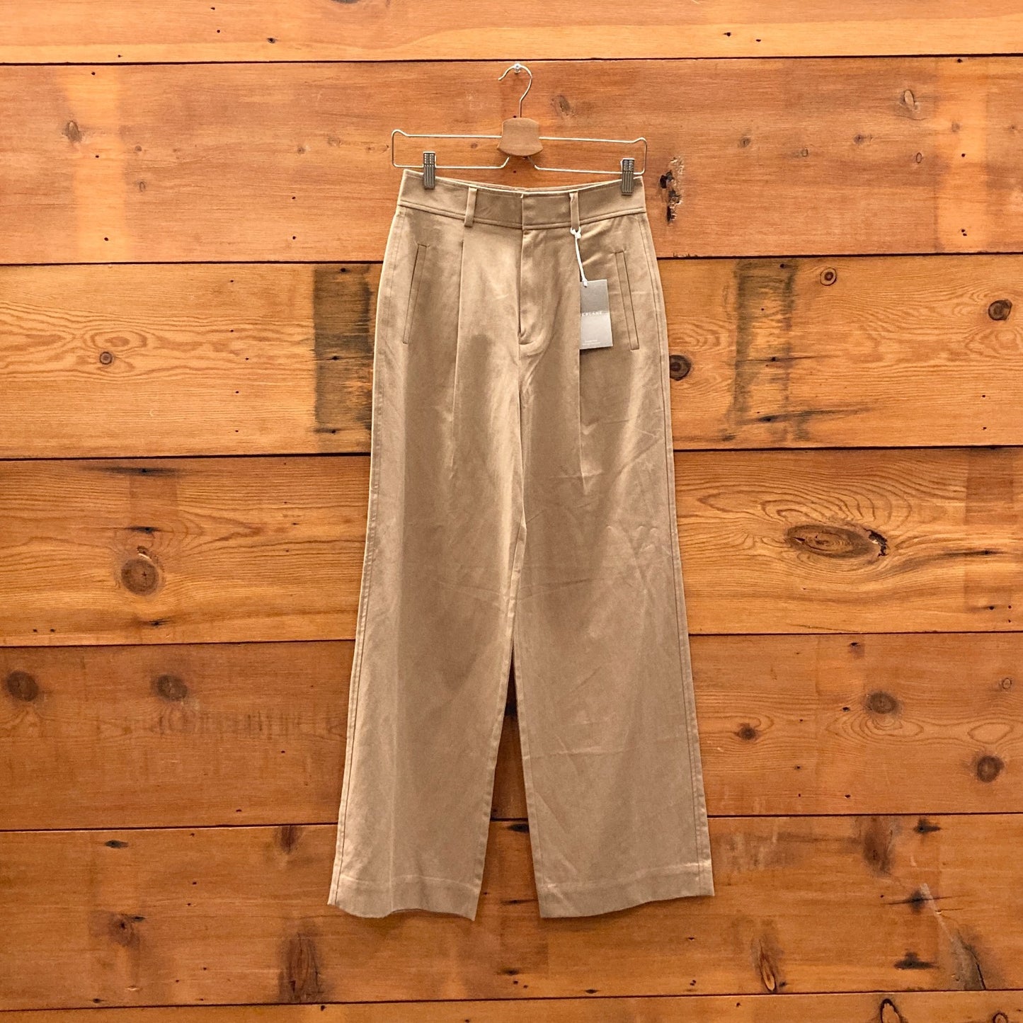 0 Short - Everlane Brown NEW The Draper Pleated Wide Leg Pant 0124KG