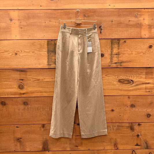 0 Short - Everlane Brown NEW The Draper Pleated Wide Leg Pant 0124KG