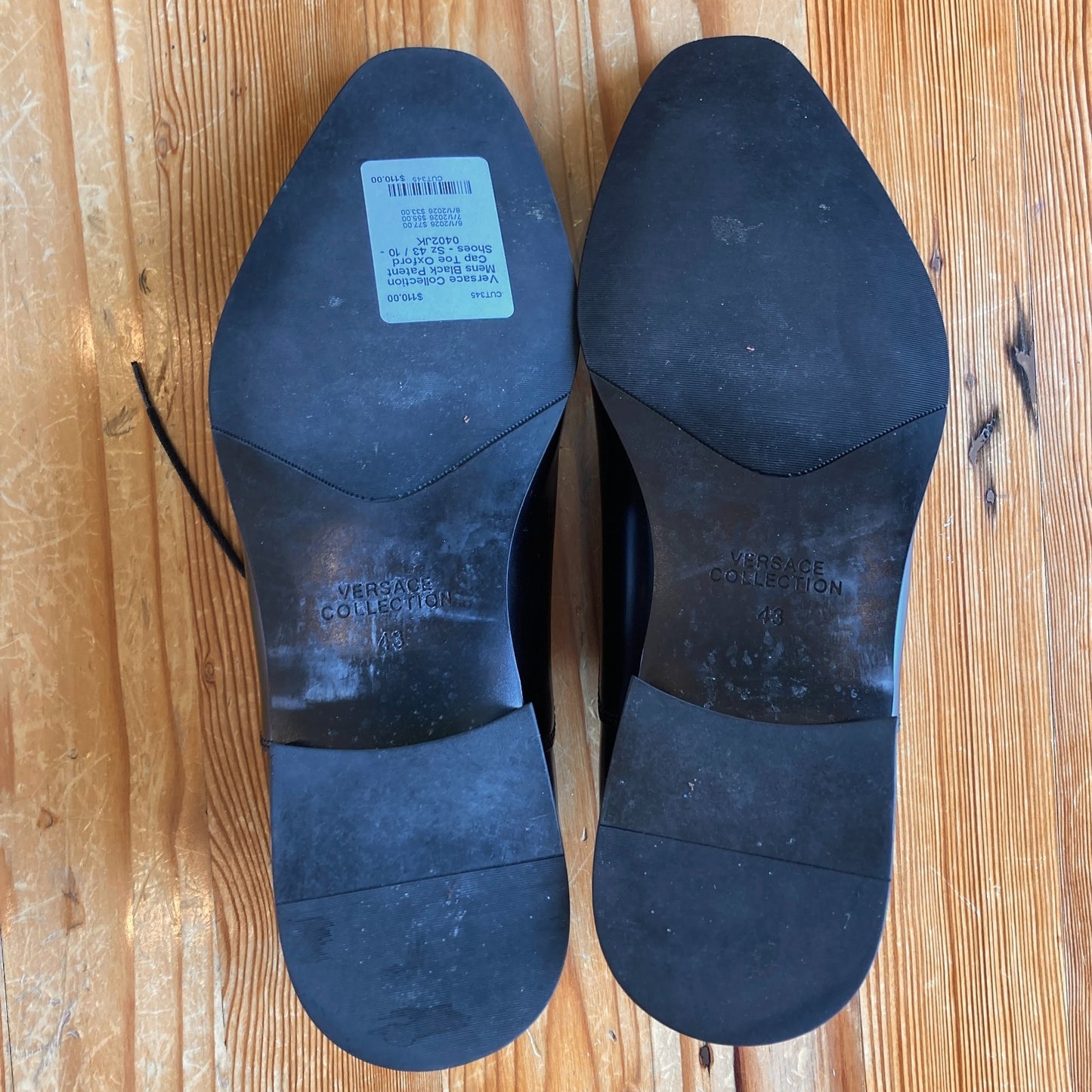 Versace Collection Mens Black Patent Cap Toe Oxford Shoes - Sz 43 / 10 - 0402JK