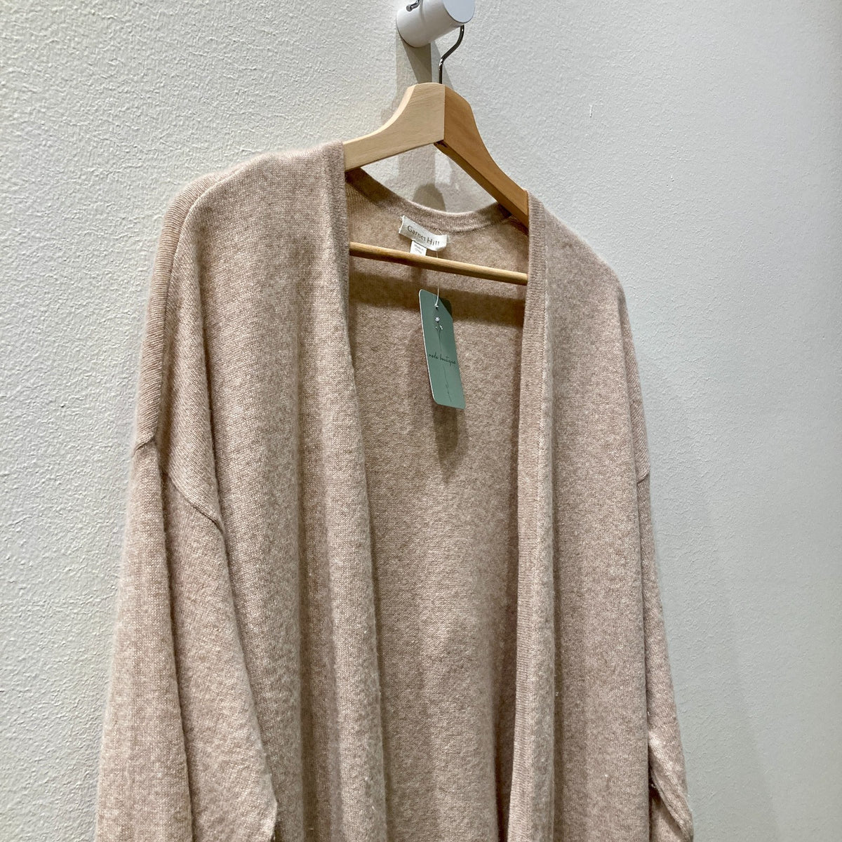 Garnet Hill Tan Open Front 100% Cashmere Long Cardigan Sweater - Size L - 0916KJ
