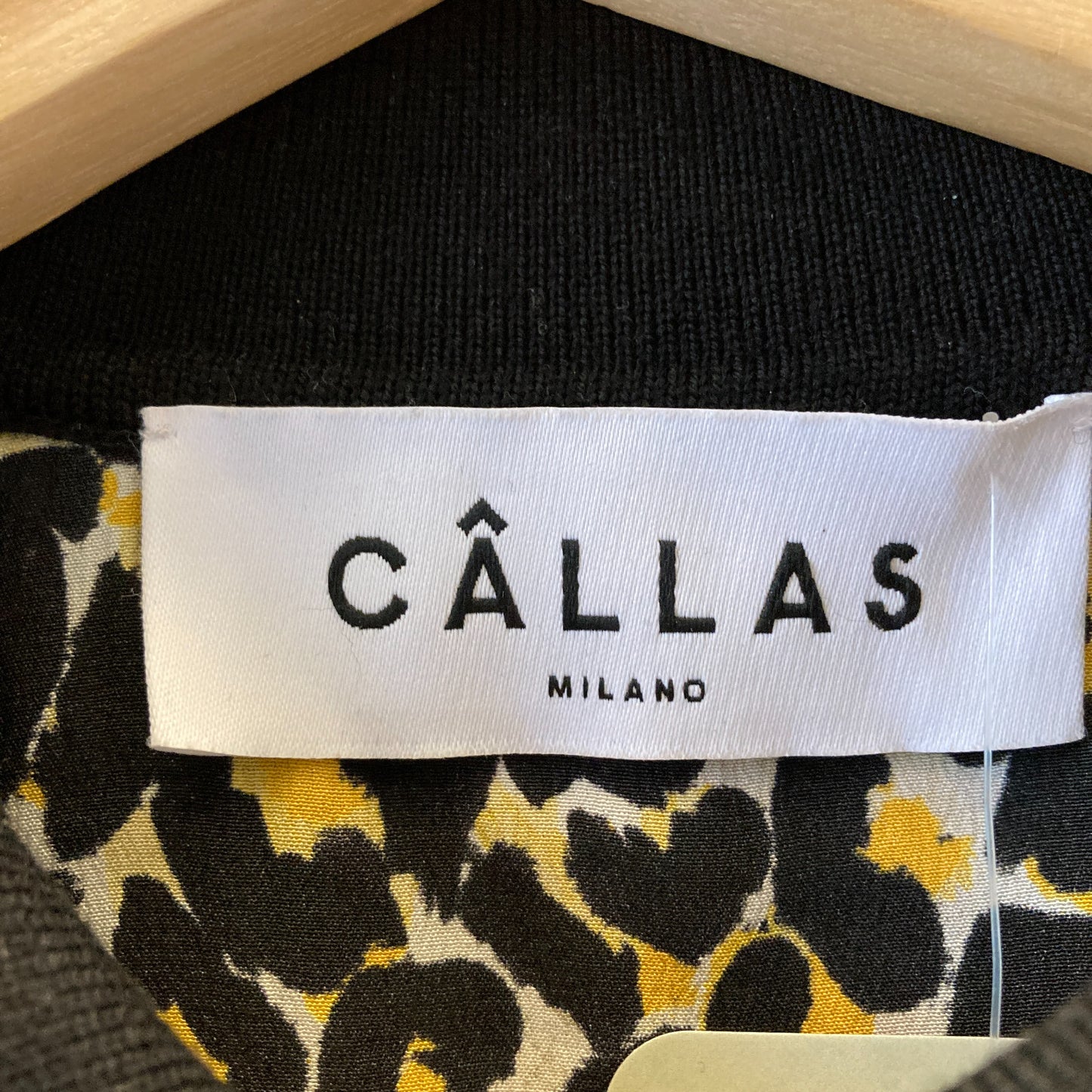 Callas Milano Black Cheetah Print Back Short Sleeve Sweater - Size XS - 1202NB