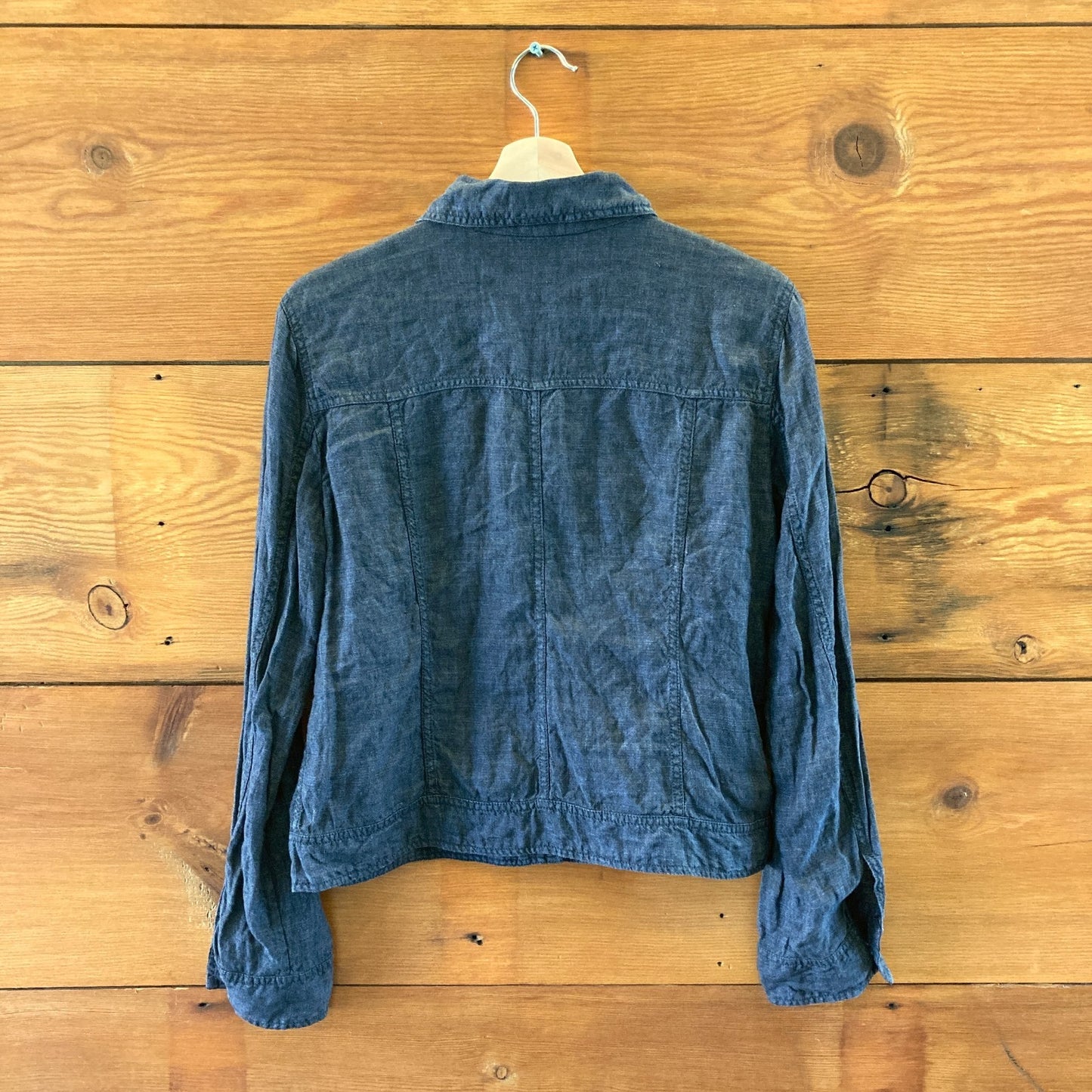 Eileen Fisher Indigo 100% Linen Button Front Jacket - Size M - 0721DK