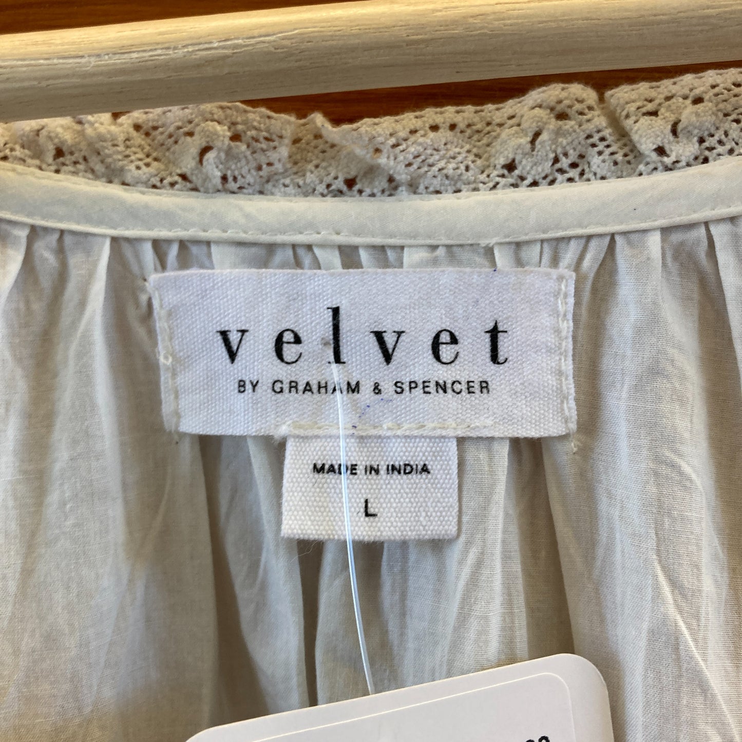 Velvet Graham & Spencer White Tie Waist Midi Cotton Dress - Size L - 0626RR