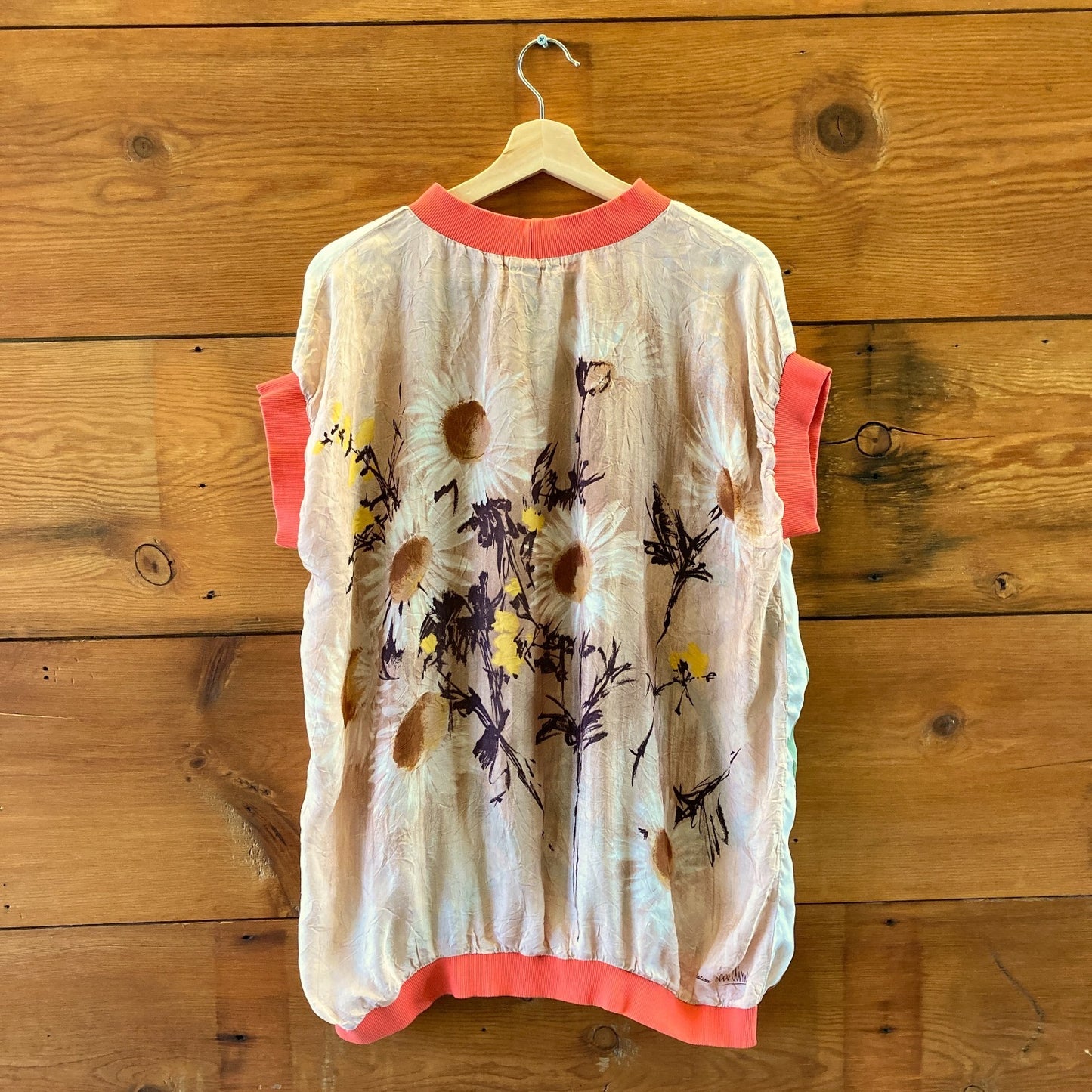 Tata Christiane Short Sleeve Rooter Feather Print Tunic Dress - Size S - 0813CG