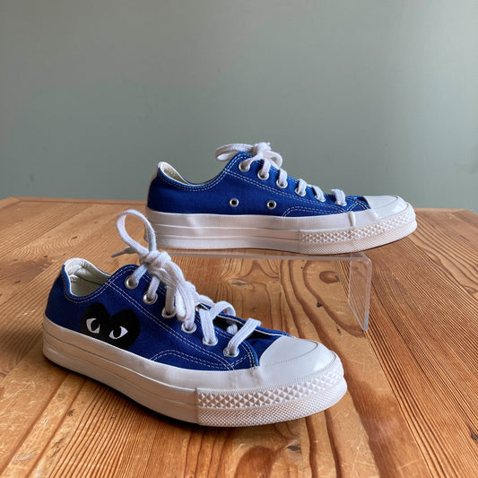 Converse X Play Comme Des Garcons Blue Chuck Low Heart Shoes - Size 8 - 0709EH