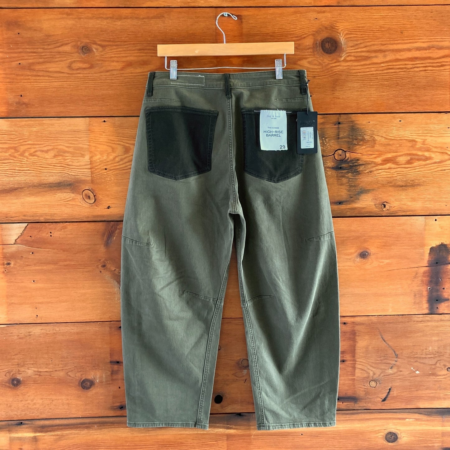 29 - Rag & Bone $298 Green & Black Chase High Rise Barrel Leg Pants NEW 0716MD