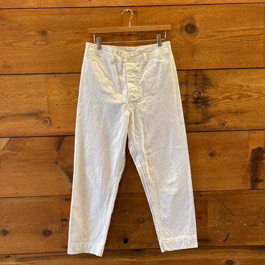 Jesse Kamm Bright White Button Fly Straight Leg Cotton Jeans - Size 8 - 0920PW