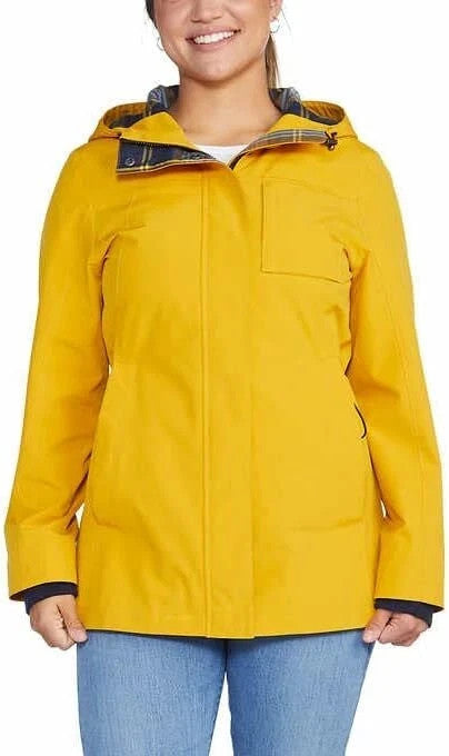 S - Pendleton Mustard Yellow Hooded Weatherproof Zip Up Rain Jacket 0211LQ