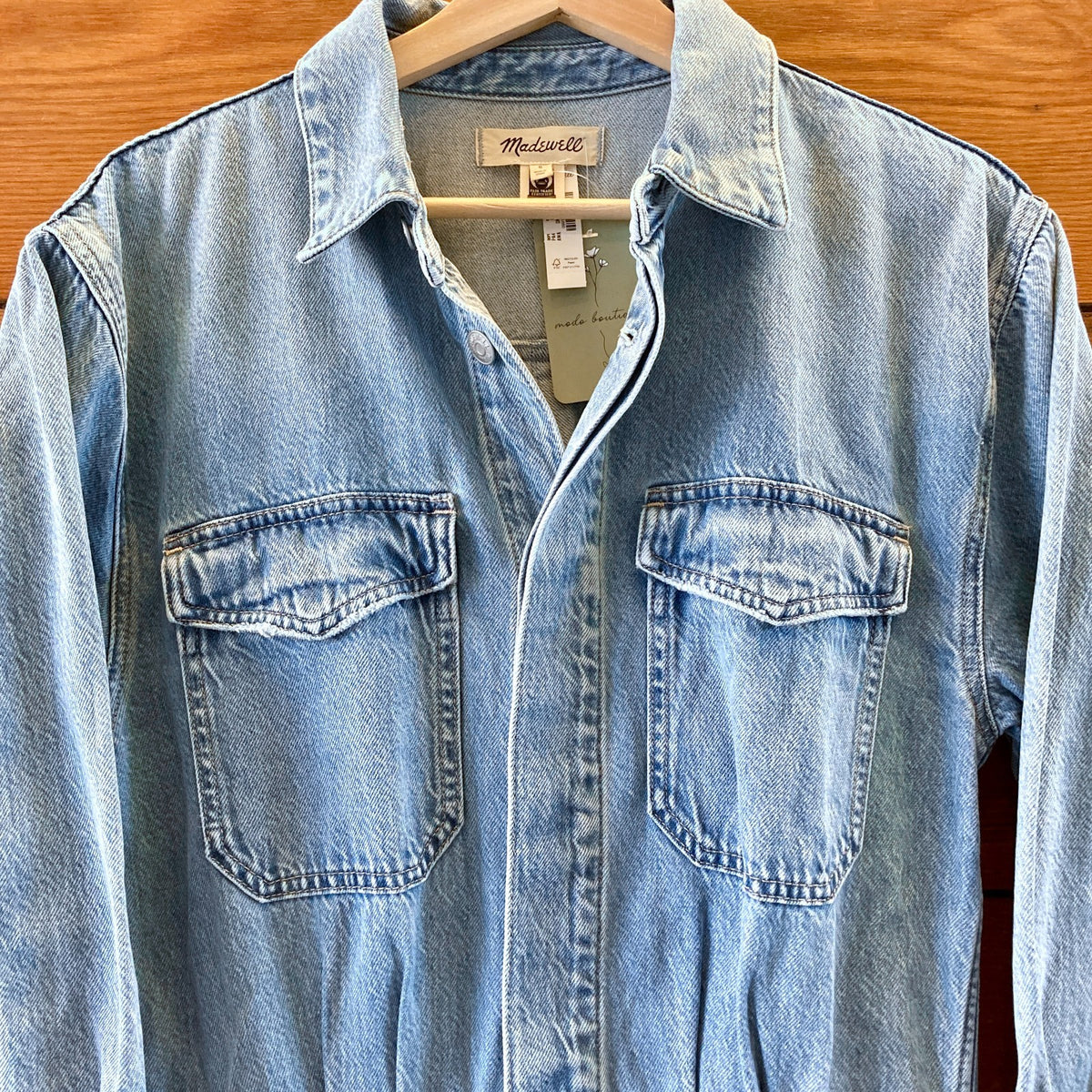 Madewell $168 Altoona Wash Denim Midi Length Shirt Dress - Size 8 - NEW - 0105MR
