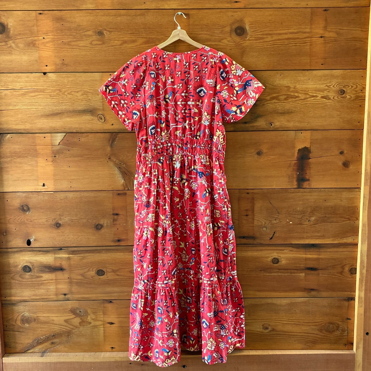 by Anthropologie Red Printed Somerset Short Sleeve Maxi Dress - Sz XXL - 1206HP