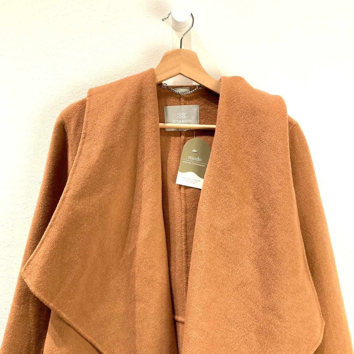 Soia & Kyo Honey Brown Wool Olivia Tie Waist Wrap Coat - Size M - 0419JP