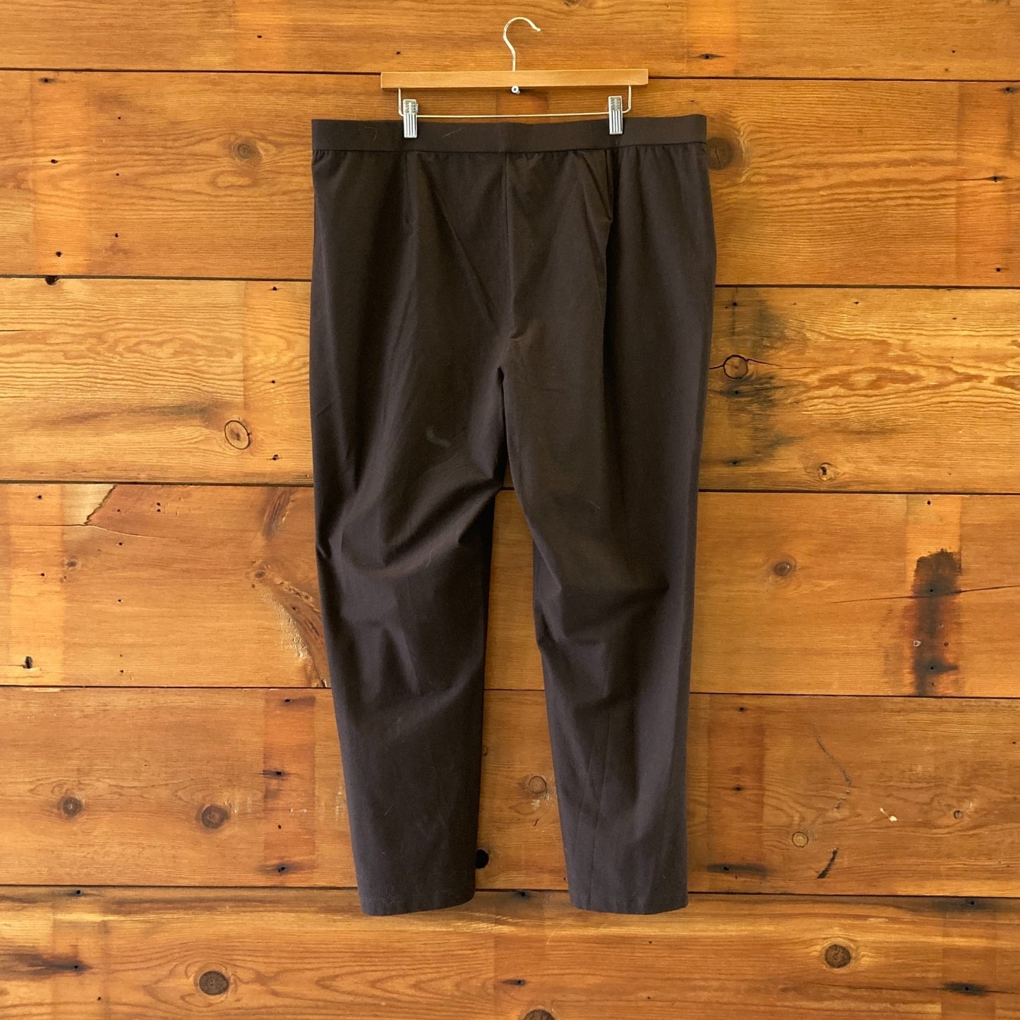 2XL - Eileen Fisher $178 Clove Brown Straight Leg Stretch Waist Pants NEW 0217RC