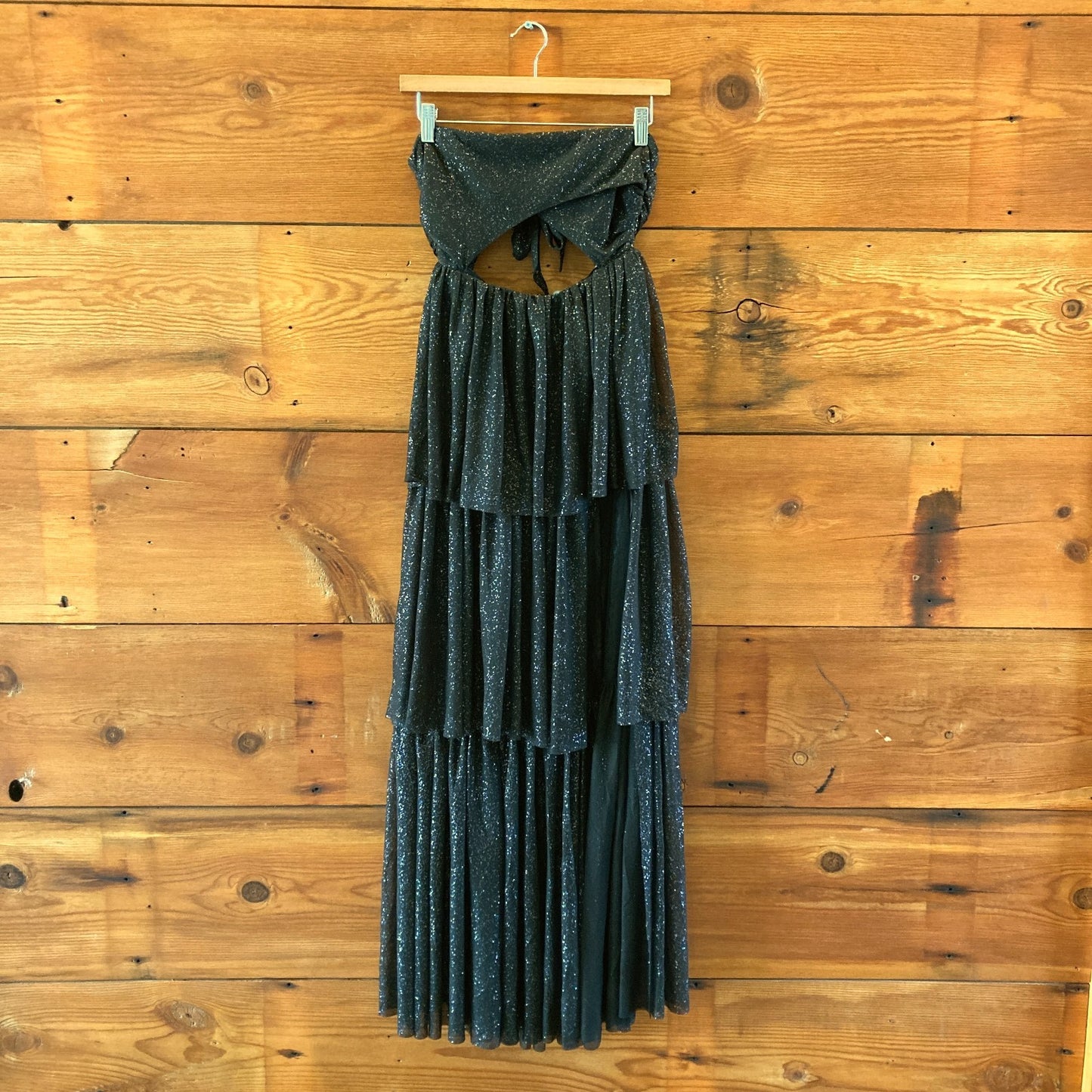 For Love & Lemons Black Strapless Juni Tiered Maxi Dress -Size XS - NEW - 0515CJ