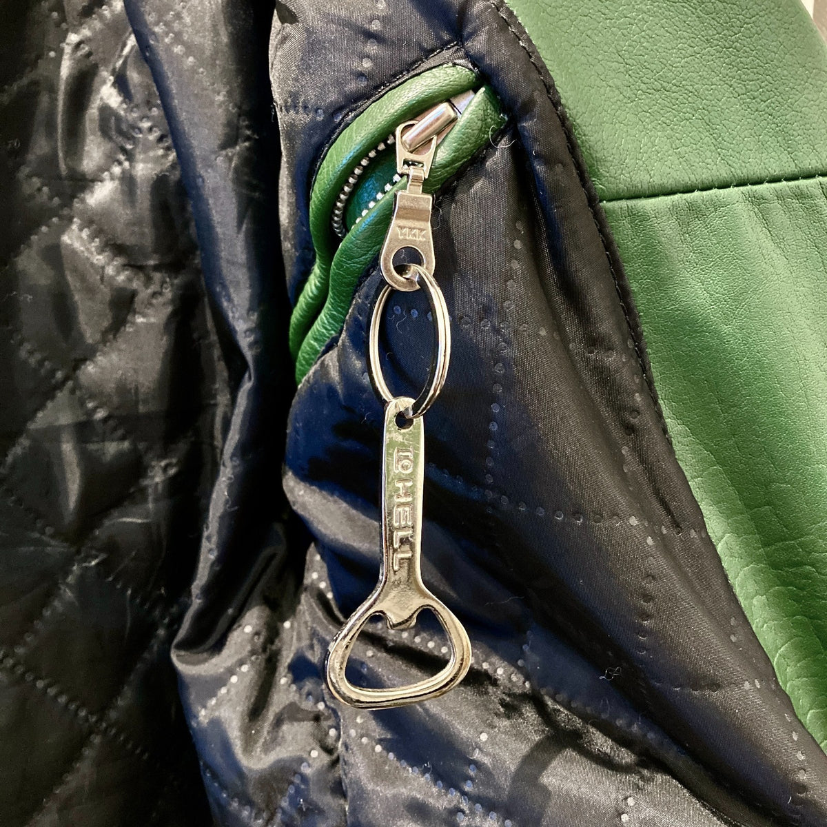 Straight To Hell Green Biker Motorcycle Leather Jacket - Size M - 0314GM