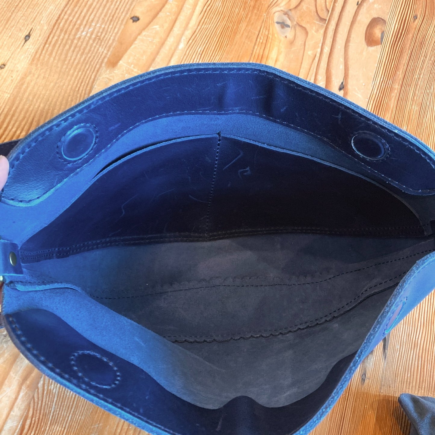 Portland Leather Co Dark Blue Half Circle Long Strap Shoulder Bag Purse 0206MH