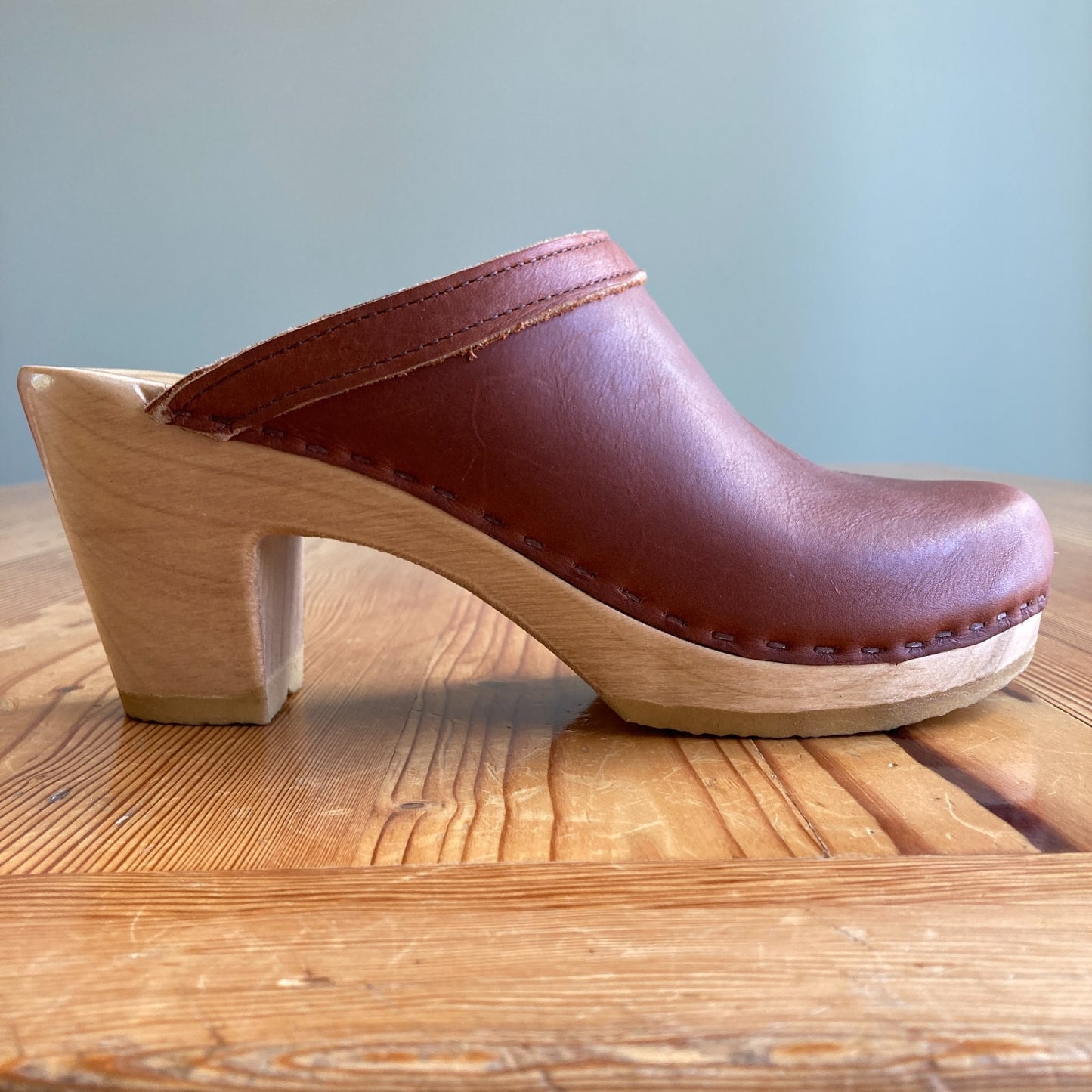 No. 6 Store Brown Leather Platform Stapled Clogs Shoes - Size 39 / 8 - 1011SC