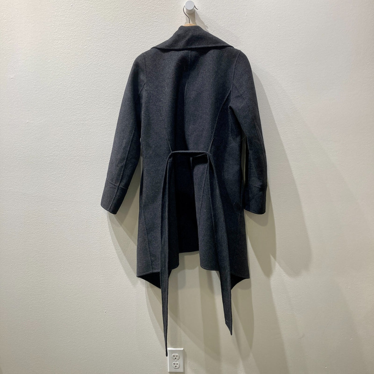 Diane von Furstenberg Dark Gray Stacy Tie Waist Wrap Coat - Size XS - 0428KS