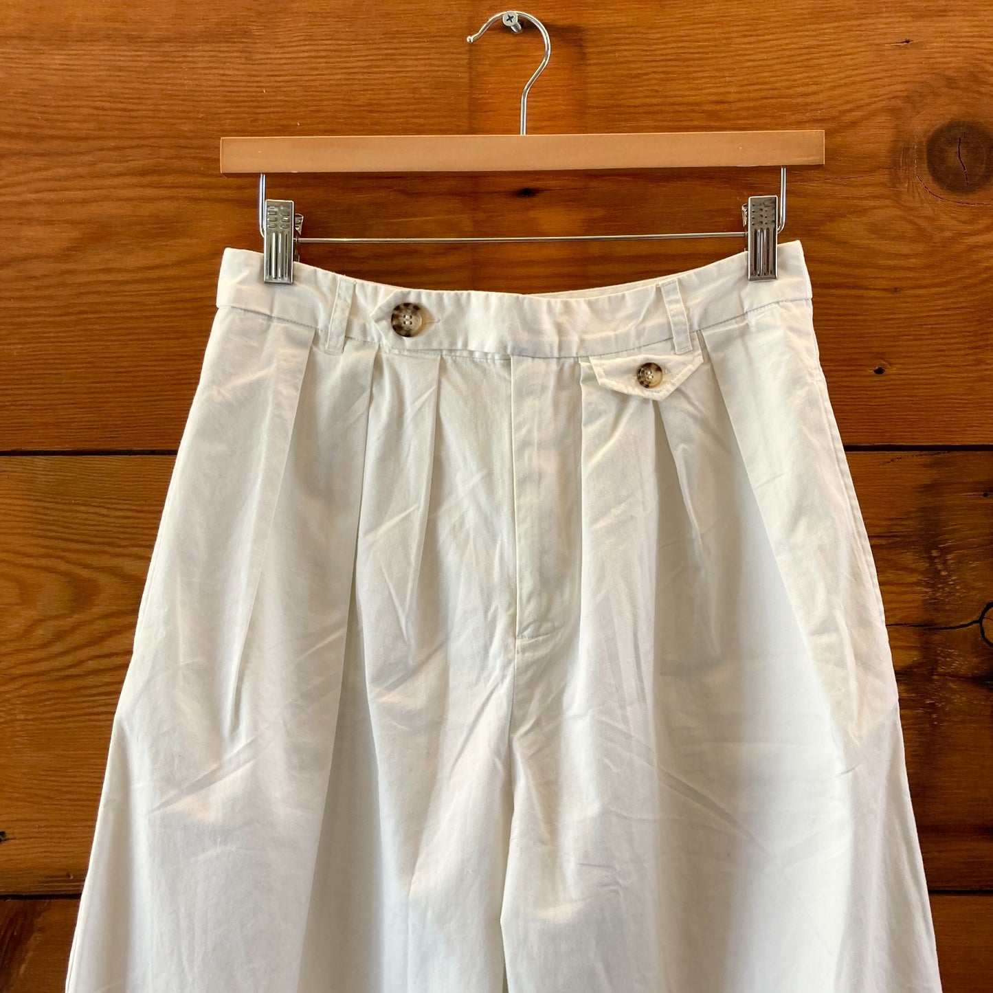 Doen White Grover Pleated Cotton Twill Tapered Pants - Size 6 - 0301JL