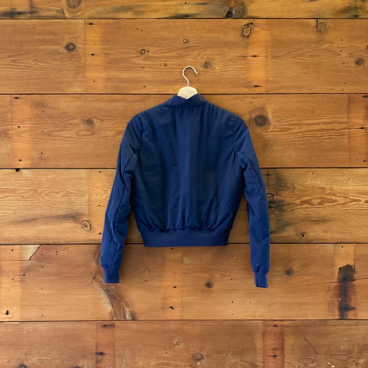 XS - ALO Yoga Navy Blue Off Duty Goose Down Bomber Cropped Jacket 0304AS