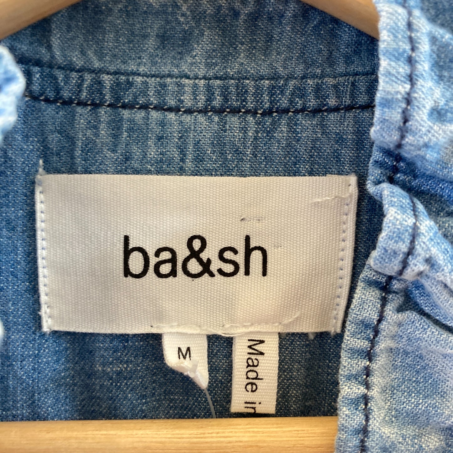 BA&SH Light Blue Denim Willow Tiered Midi Jean Chambray Dress  - Size M - 0316CK