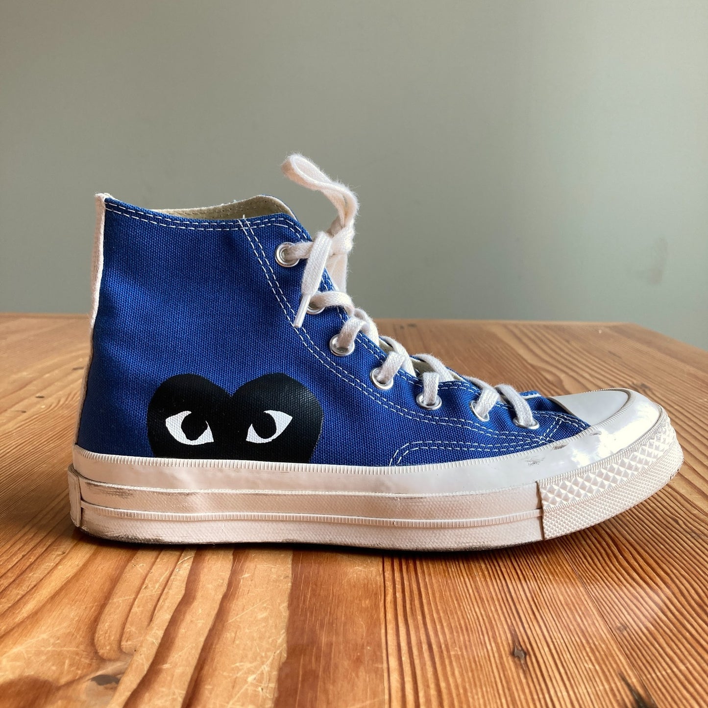 Converse X Play Comme Des Garcons Blue Chuck High Heart Shoes - Size 8 - 0709EH