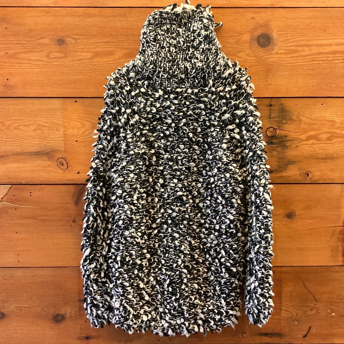 S - Isabel Marant X H&M Black & White Hand-Knit Wool Jacket Zip Cardigan 0927LL