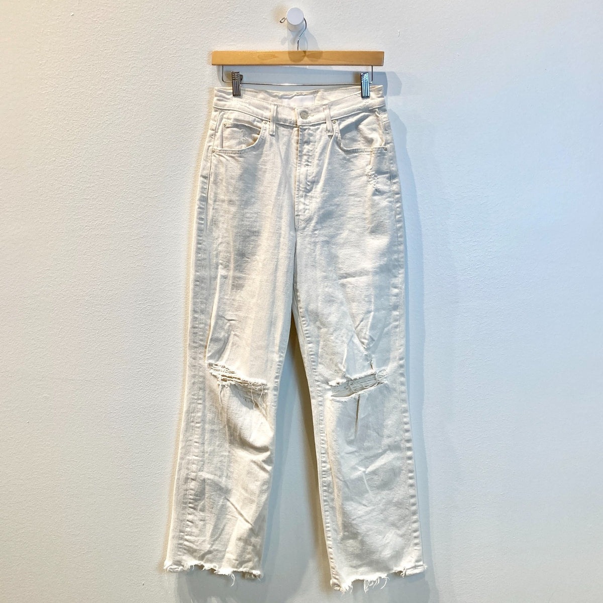 Mother Superior Unnatural Acts Ivory Tunnel Vision Sneak Jeans - Sz 26 - 1201CC
