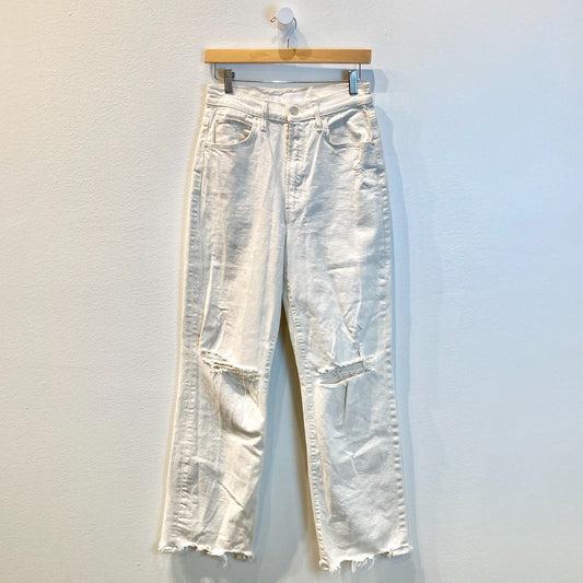 Mother Superior Unnatural Acts Ivory Tunnel Vision Sneak Jeans - Sz 26 - 1201CC