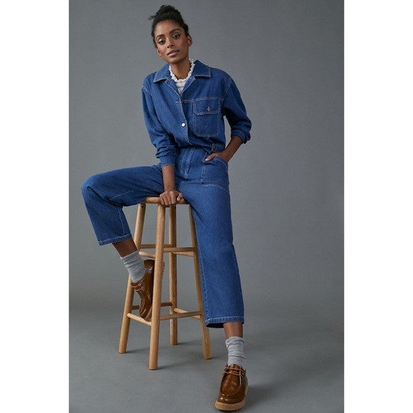 Mare Mare Anthropologie Denim Aya Coveralls Jumpsuit Outfit - Size L - 0530JF