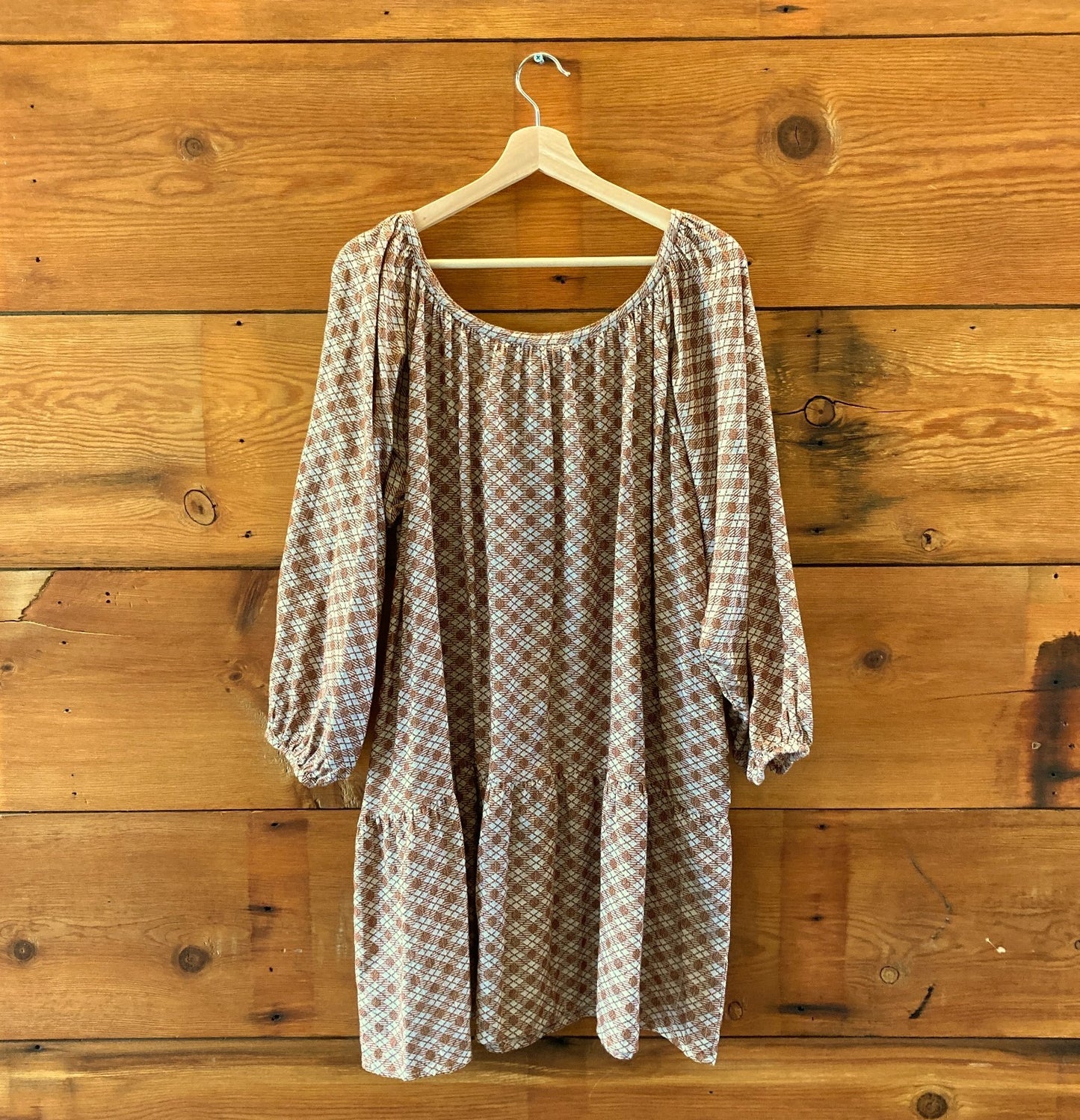 Ace & Jig Brown Plaid Patterned Long Sleeve Oversized Dress - Size M - 0806JH