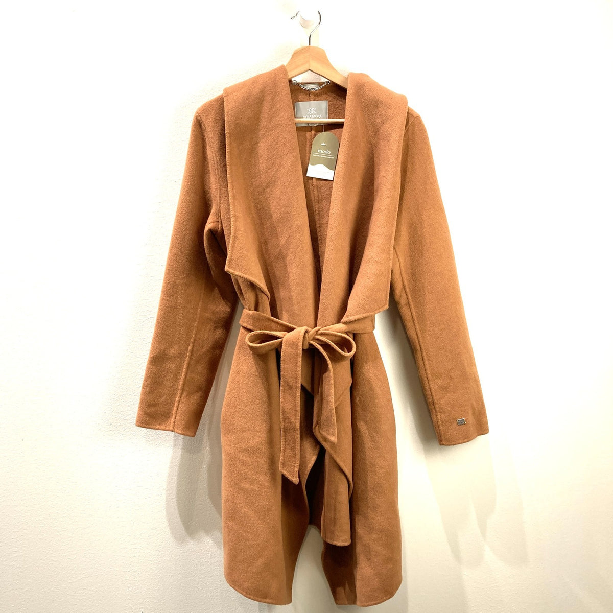 Soia & Kyo Honey Brown Wool Olivia Tie Waist Wrap Coat - Size M - 0419JP