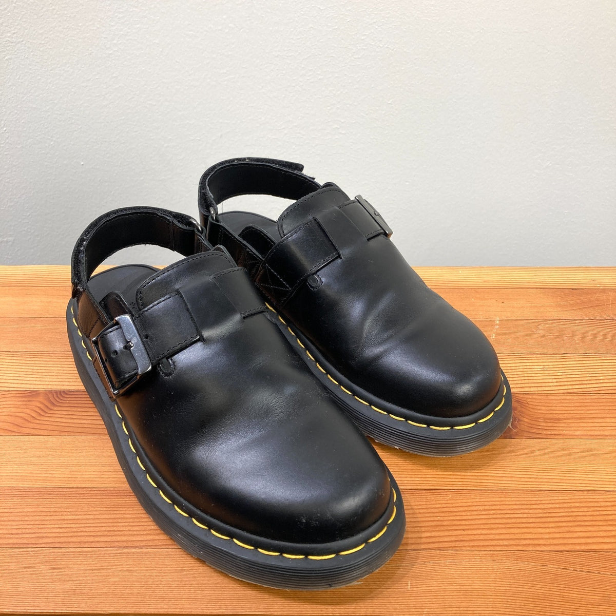 Dr Martens Black Smooth Leather Jorge II Slingback Mules Shoes - Size 8 - 0102ST