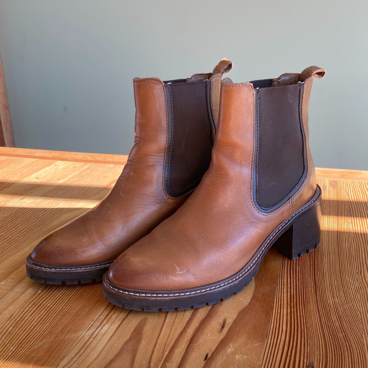 6.5 - Thursday Boot Company Toffee Tan Leather Knockout High Heel Boots 0106KL