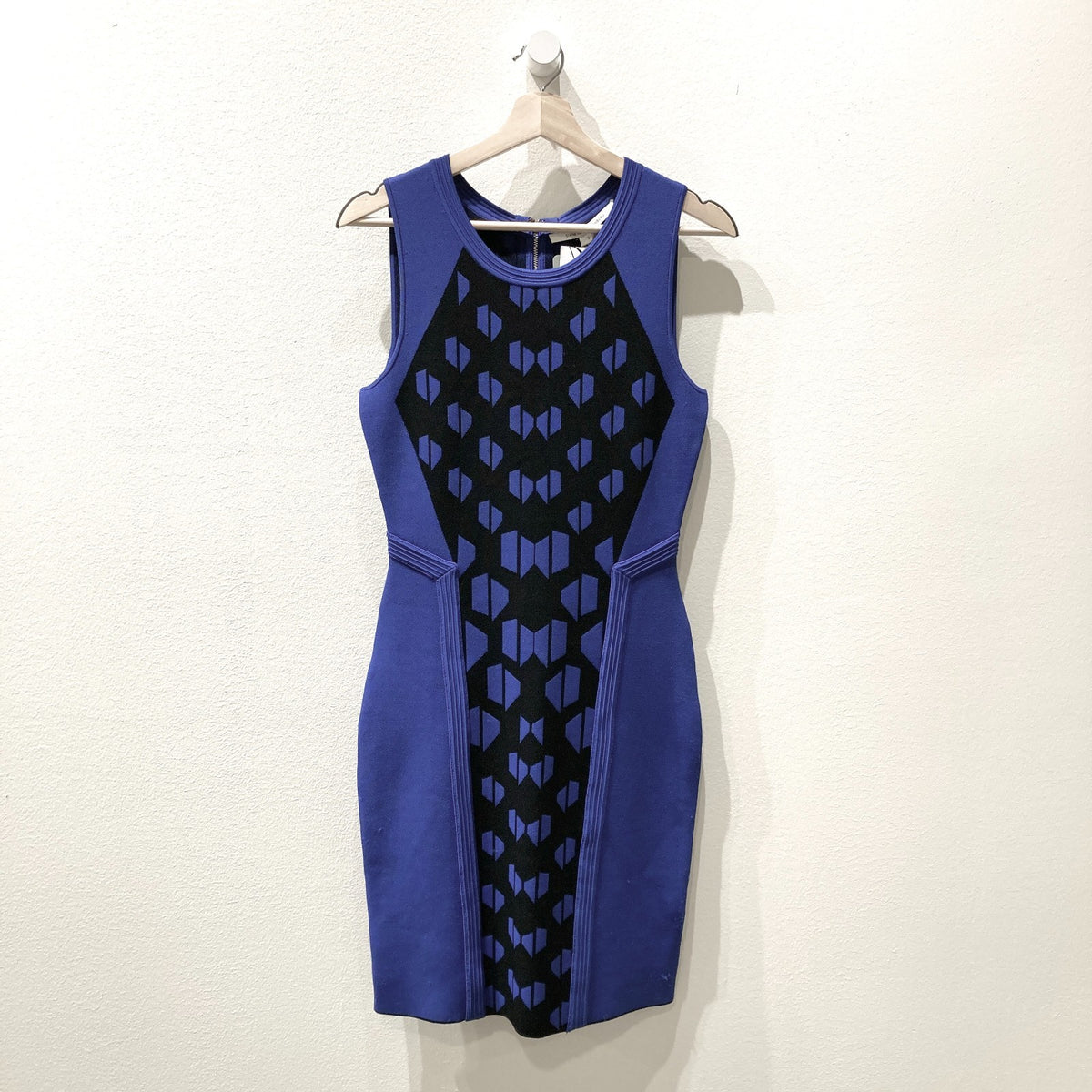 Diane von Furstenberg $365 Blue Franca Stretch Knit Dress - Sz S - NEW - 0428KS