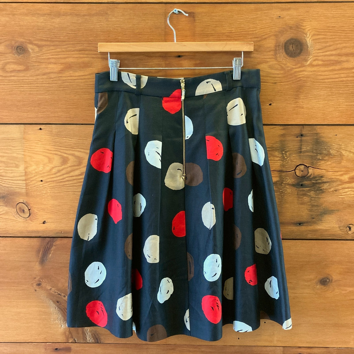 Kate Spade Black Polka Dot Pleated Esther Cotton Silk Skirt - Size 6 - 0320JS