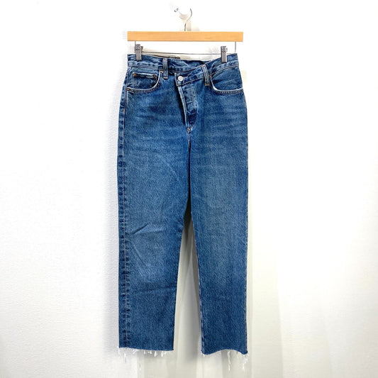 AGOLDE Dark Wash Criss Cross Straight Leg Button Fly Jeans - Size 25 - 0320HJ