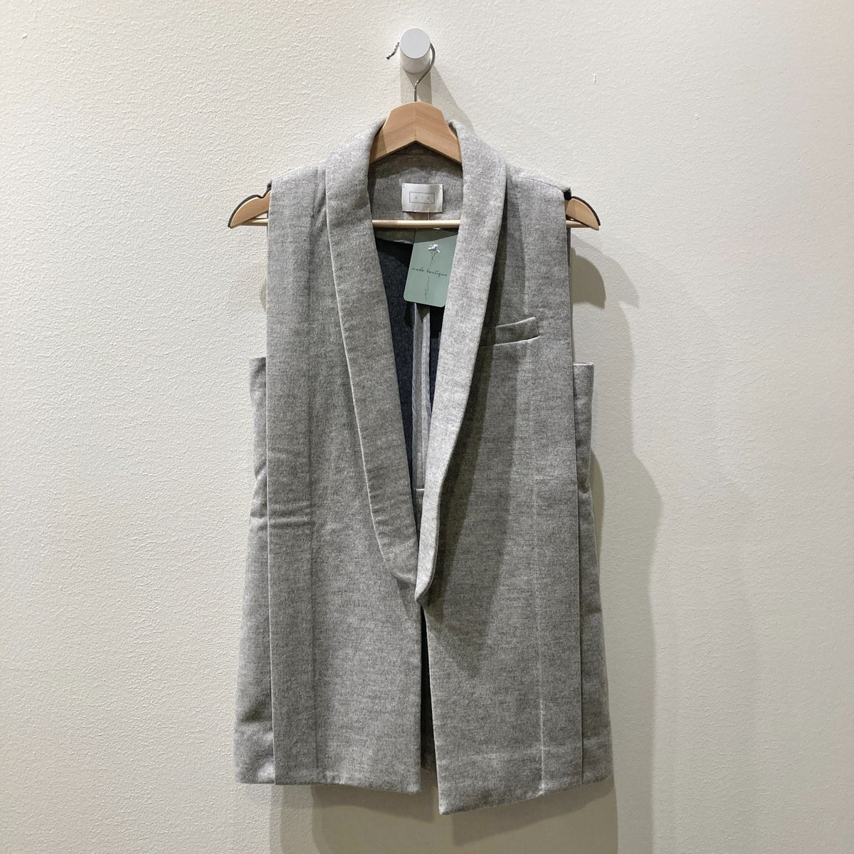 AYR Gray 100% Wool Sleeveless Open Front Long Vest - Size S - 1125KG