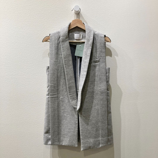 AYR Gray 100% Wool Sleeveless Open Front Long Vest - Size S - 1125KG