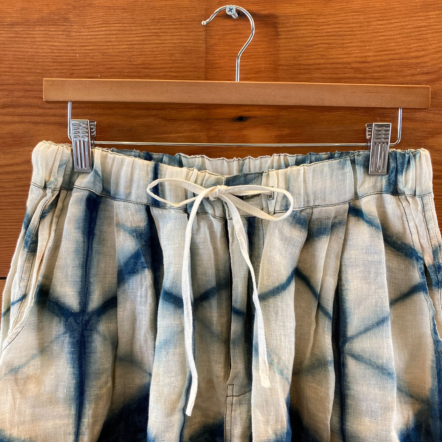 Story Mfg Blue White Green Tie Dye NEW Linen Shorts - Mens Size S - 0106KA