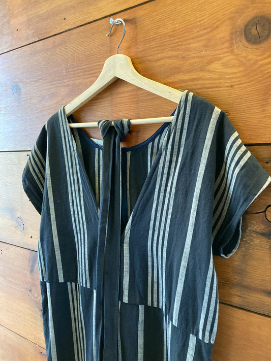 Ace & Jig Black Striped Cap Sleeve Tie Waist Jumpsuit - Size M / L - 0313AH