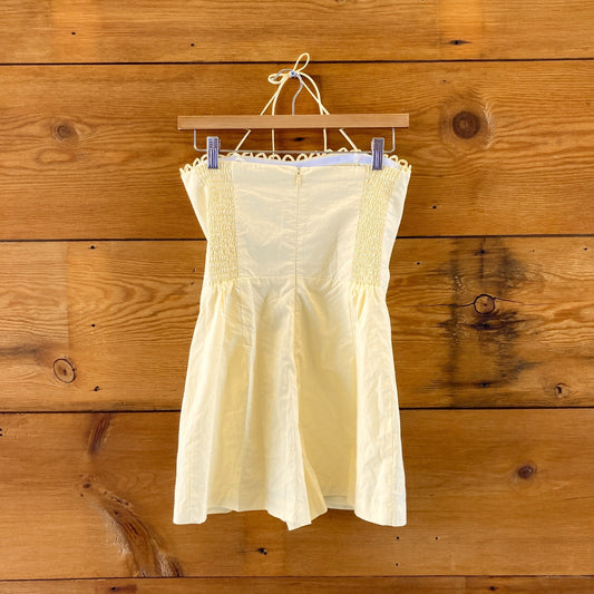 Amanda Uprichard Yellow Tie Halter Neck Romper Playsuit - Size S - 1112MH